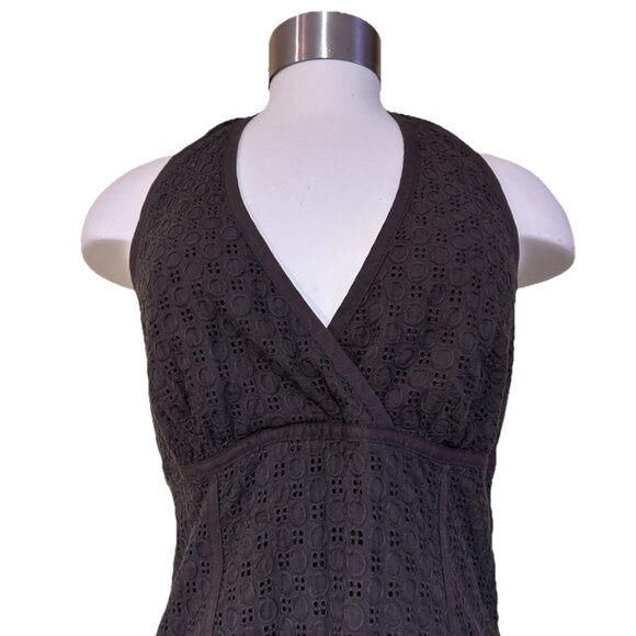 Liz Claiborne Dress Petite Brown Eyelet Lace Cotton Dress Size 12 Petite - Picture 3 of 8